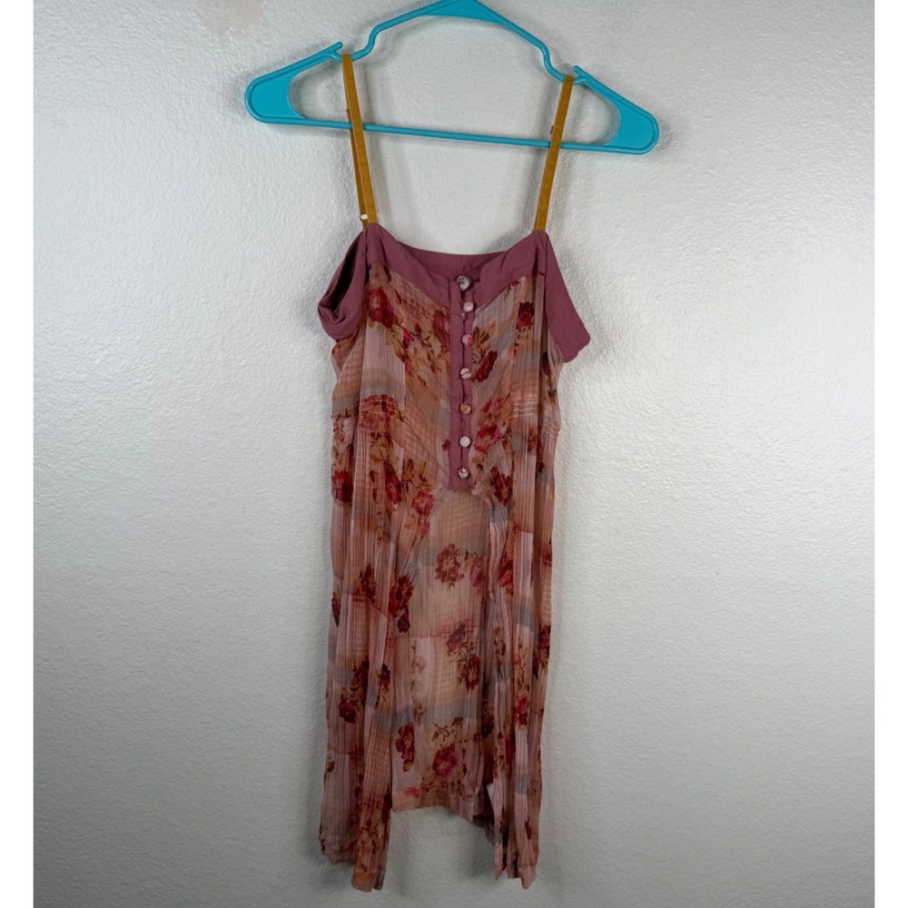 Feather Bone Anthropologie Women's Top Pink Sz 6 Sheer Boho Ethereal Festival